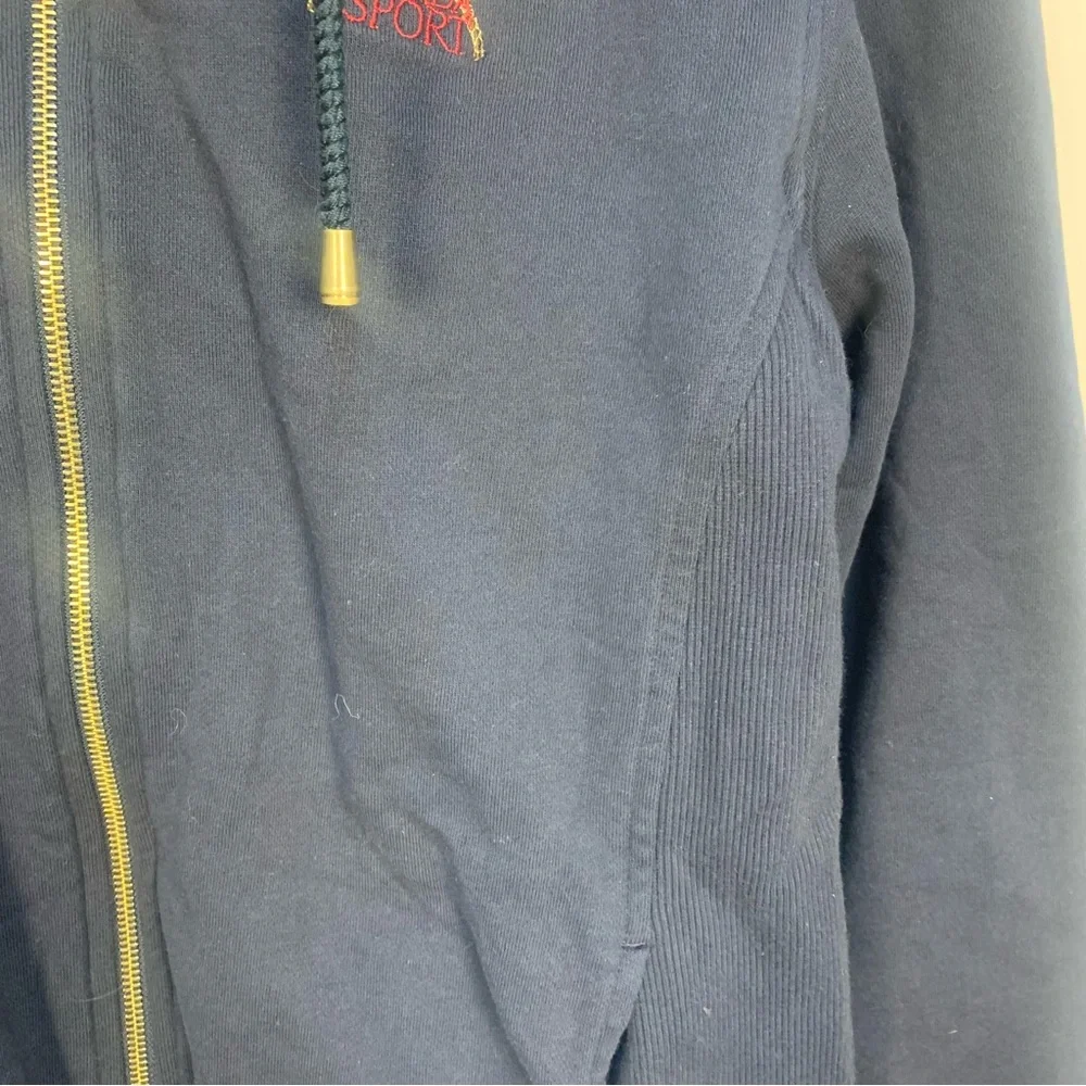 Escada Sport Front Zipper Logo Embroidered Sweatshirt Jacket Drawstring - Picture 11 of 11